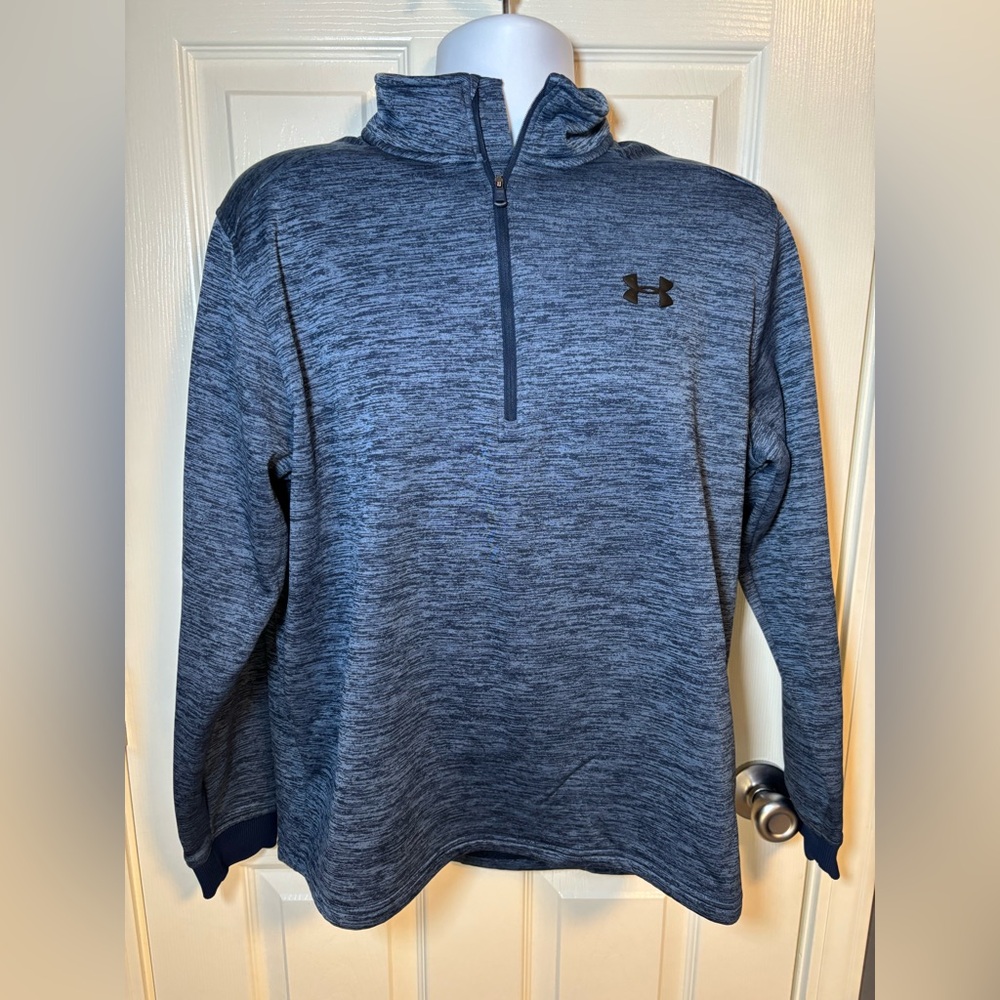 Navy blue heathered Under Armour Cold Gear quarter zip sweatshirt-large